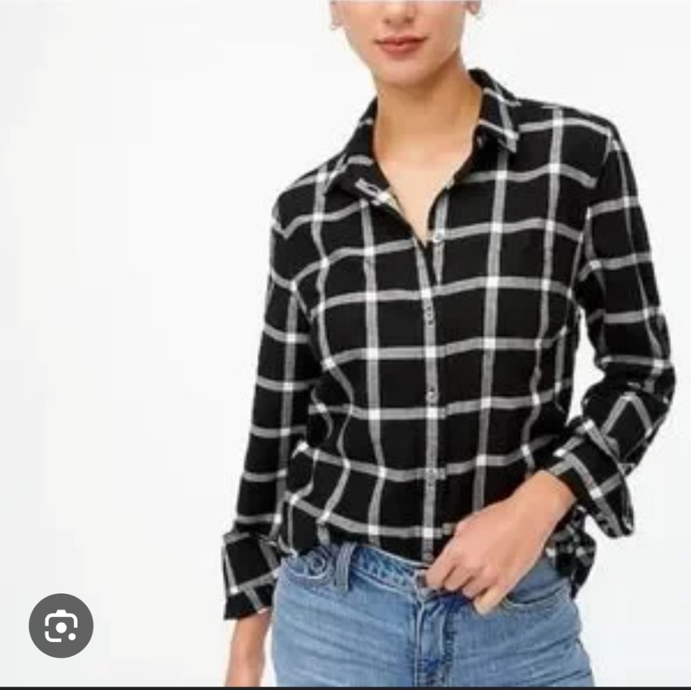 J. Crew Flannel Checkered Long Sleeve Button Down Top